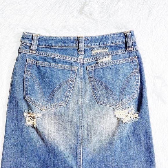 Dolce & Gabbana Ripped Denim Skirt Medium Blue Size 24 - Picture 6 of 13